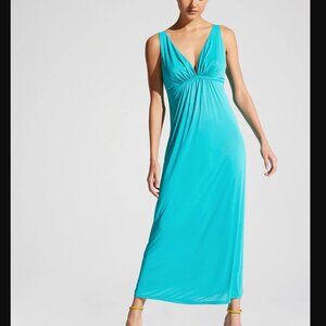 Natori Aphrodite Gown Slip Dress Womens L Sleeveless Vneck Empire Waist High Low